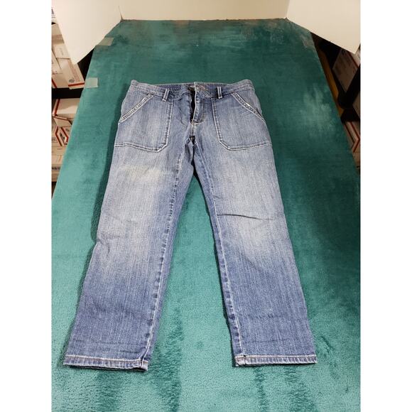 Loft Jeans Size 2 Petite Womens Blue Stretch Mid Rise Relaxed Skinny Crop - Picture 1 of 12
